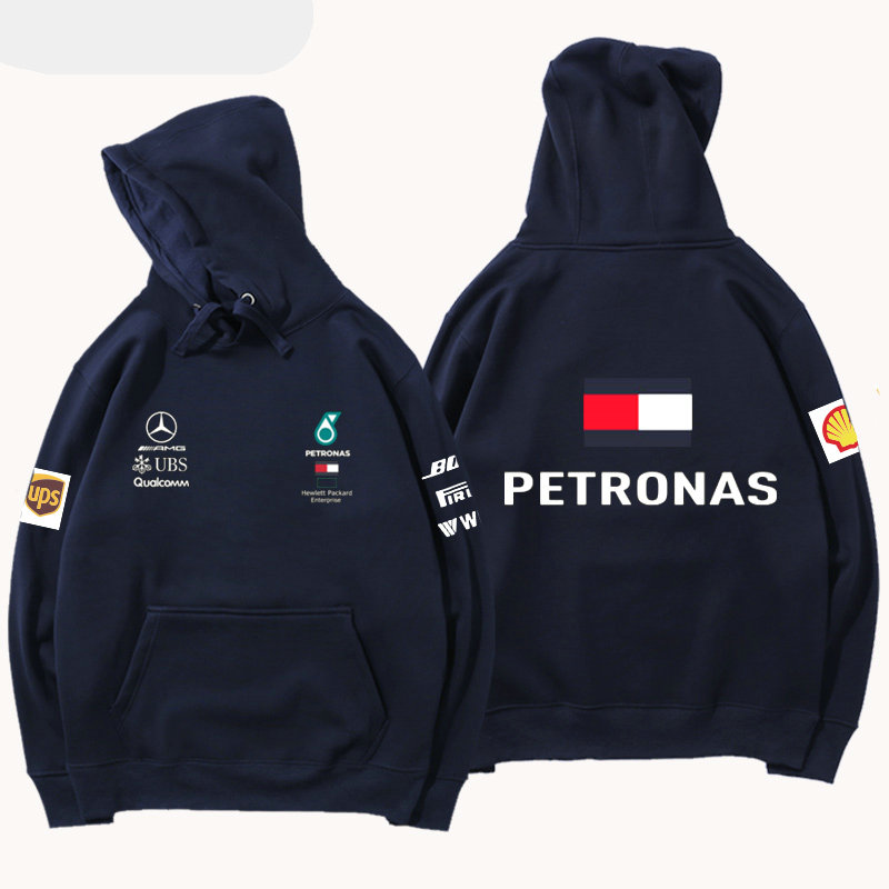 Sweat à capuche Qualcomm Mercedes AMG Petronas Motorsport Team F1 Coton Homme Poche Kangourou